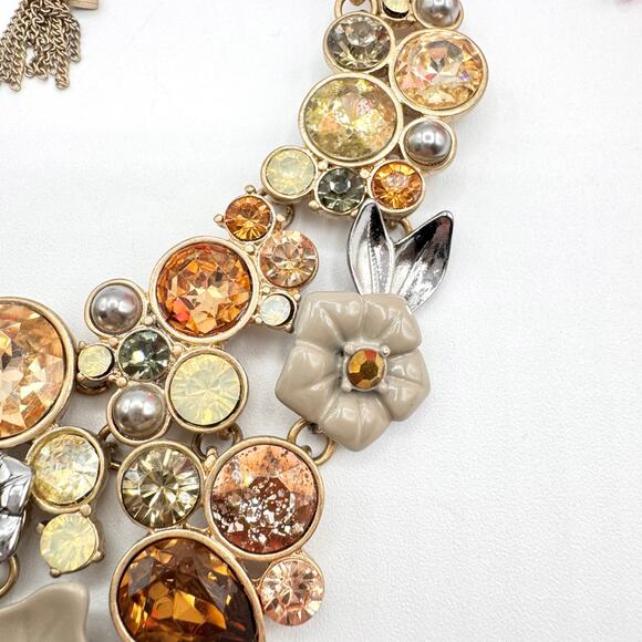 Simply Vera Vera Wang Jeweled Rhinestone Fall Color Floral Bib Necklace Signed - Picture 12 of 16